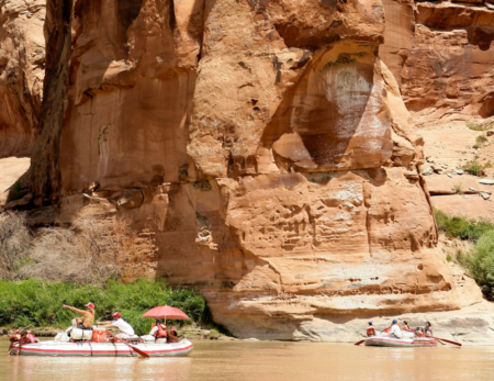 Canyon Wall above raft on the Colorado River