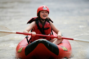 inflatable kayak on the Colorado River