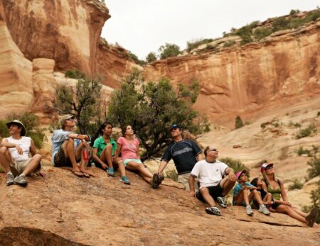 hikers enjoying view in Westwater Canyon