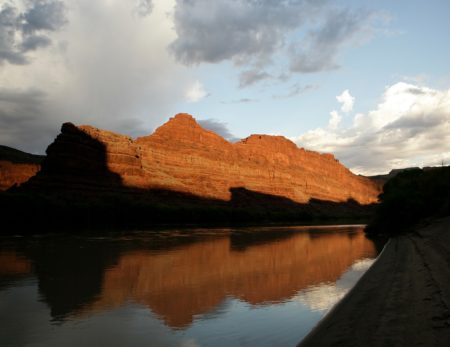 View of Colorado River in Cataract Canyon at dusk