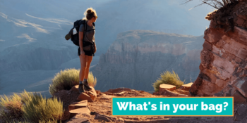 hiker on trail to rafting in Grand Canyon