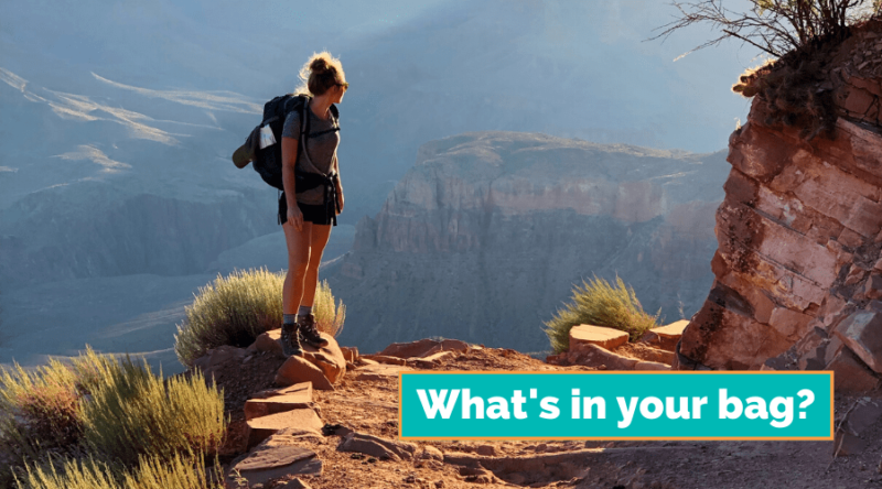 hiker on trail to rafting in Grand Canyon