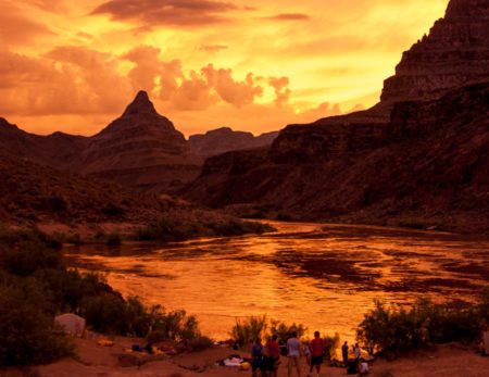 sunset on camp for 3-day Grand Canyon rafting trip