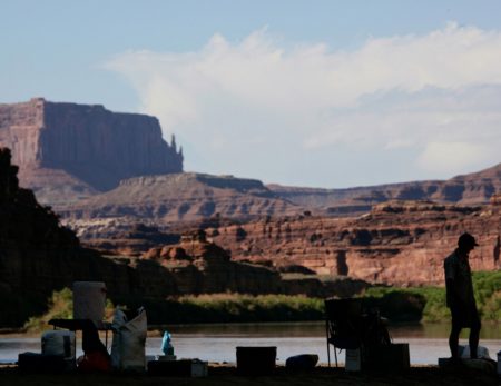 view of Colorado River and Cataract Canyon from campsite