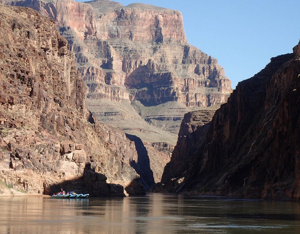 motor rafts on 3-day Grand Canyon rafting trip