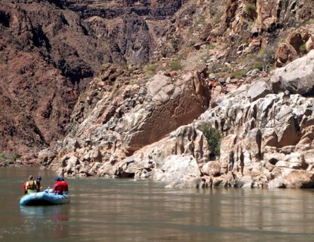 Paddle Raft in calm watr of the Colorado river