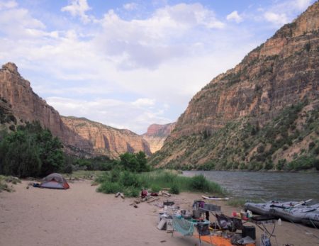 sandy beach at rafting campsite on the Yampa River