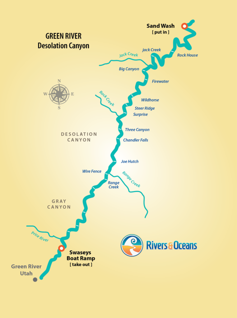 Rafting Map of Desolation Canyon on the Green River