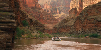 motor raft deep in the Grand Canyon