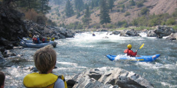 rafters running rapid on a middle-fork-salmon-river rafting trip