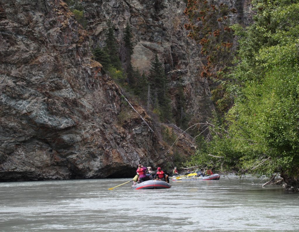 rafts in gorge on tatshenshini river, alaksa