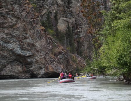 rafts in gorge on tatshenshini river, alaksa