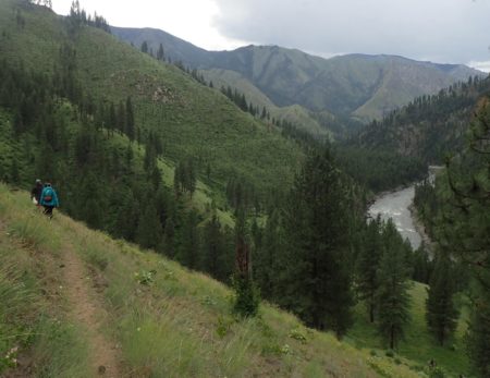 hiking along the Salmon River in Idaho