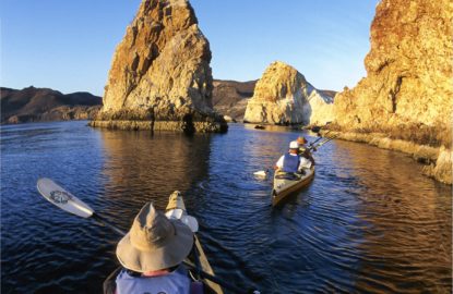 sea kayakers paddling in baja's sea of cortez