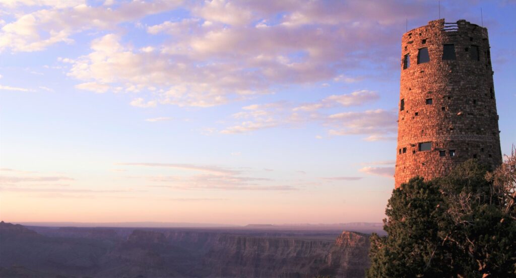 view of Grand Canyon from desert watchtower