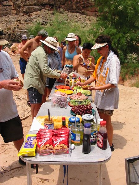 build your own deli sandwich lunch spread next to Colorado River