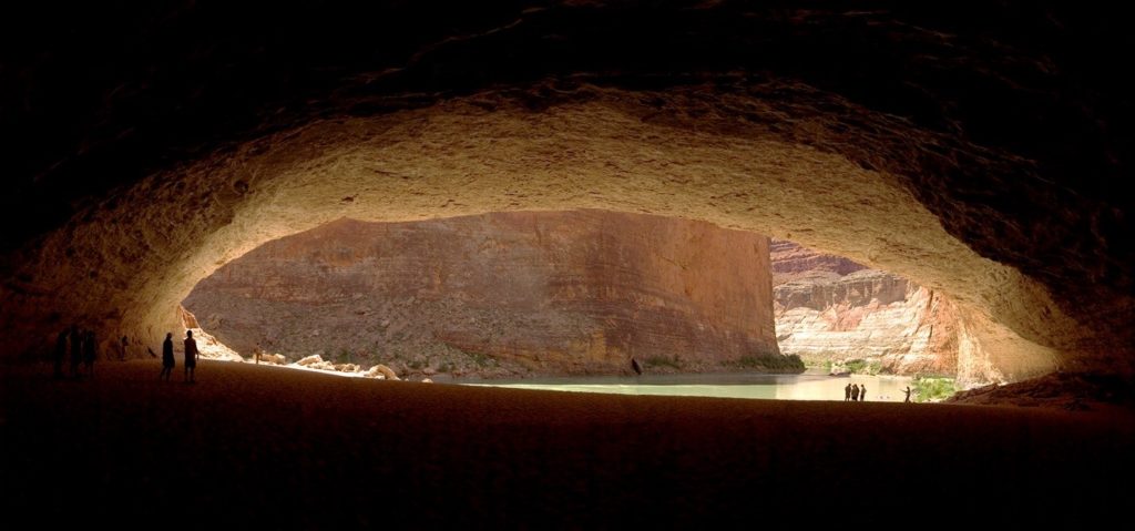 looking at the Colorado River from within Redwall Cavern