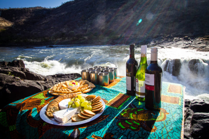 luxury riverside dining during rafting trip
