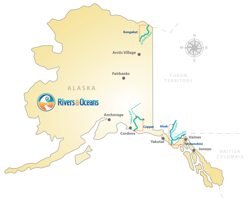 map of Alaskan rafting rivers