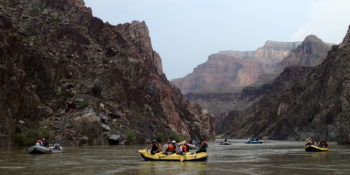 rafts on Colorado River during a drought year