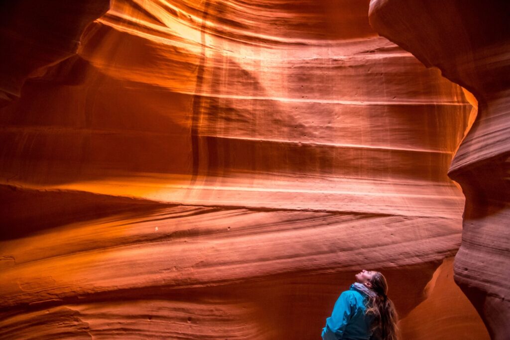 hiker enjoying Antelope Canyon near Grand Canyon National Park