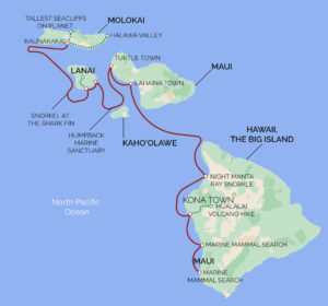 map of Hawaii expedition cruise route