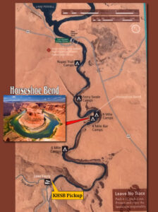 map for kayaking Horseshoe Bend in Glen Canyon