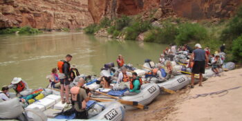 rafting trip launching for camp on the Colorado River in Grand Canyon