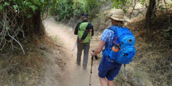 Hikers getting exercise for their Grand Canyon rafting trip