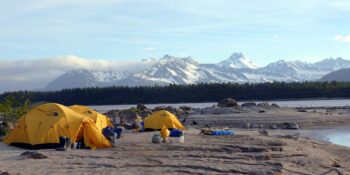 rafting tents on the Copper River in Alaska
