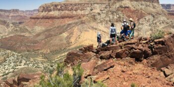 hiking to overlook on Grand Canyon rafting trip