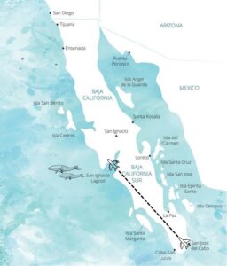 map of transportation to San Ignacio Lagoon Gray Whale Watching in Baja, Mexico