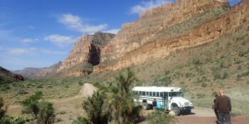 Bus stopped on Diamond Creek Road