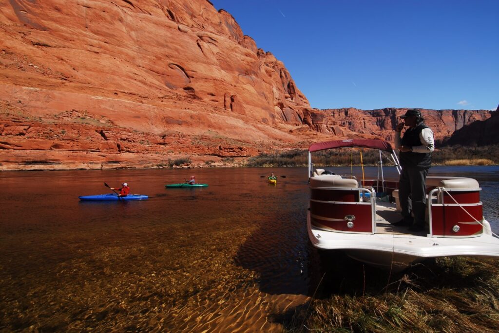 kayakers in Horseshoe Bend on the Colorado River within Glen Canyon