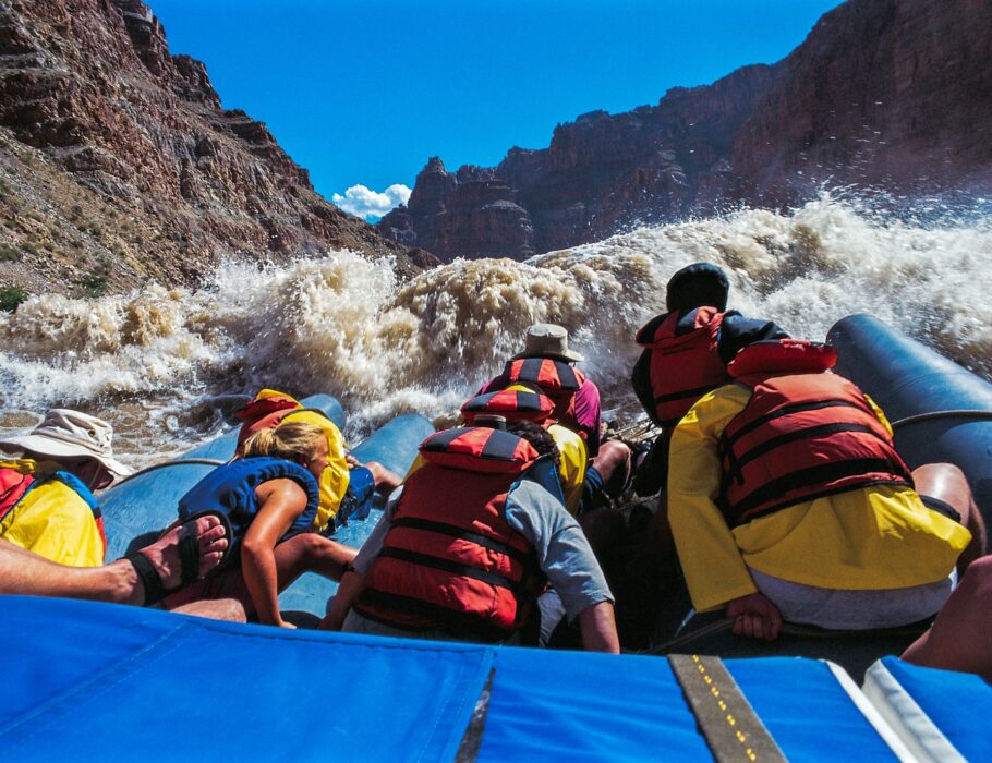 motorized raft running Cataract Canyon on the Colorado River