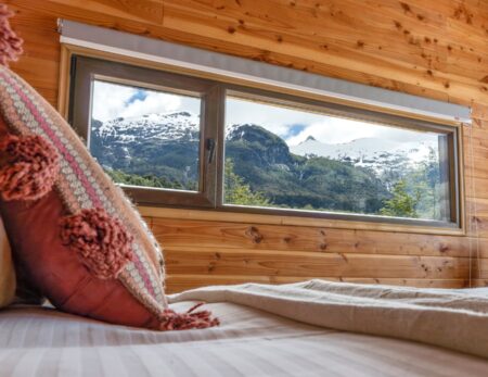 bedroom view of mountains on Futaleufu Trip