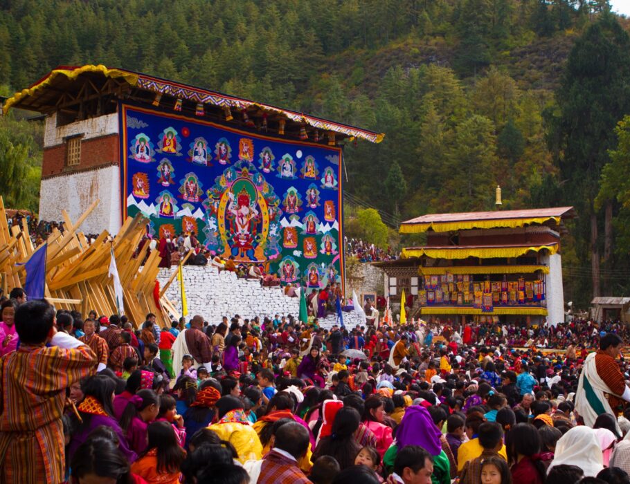 bhutanese at a large festival