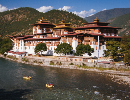rafters floating past monastery