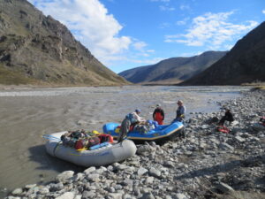 rafts being loaded with gear on the Kongakut River