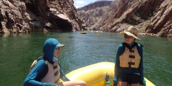 rafters enjoying warm weather on the Colorado River in Grand Canyon